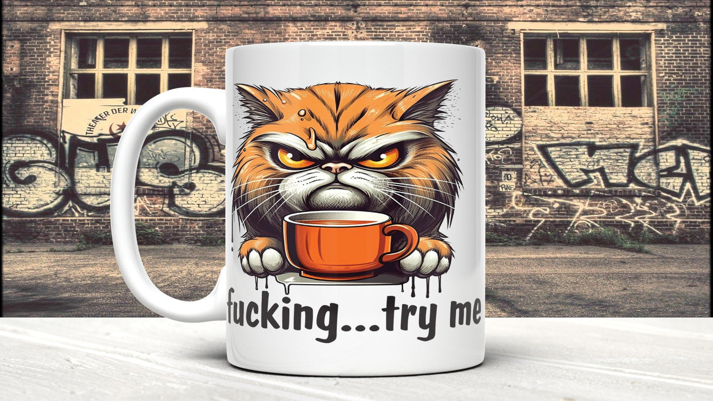 Grumpy Cat "Try Me" Mug - Funny Office Gift