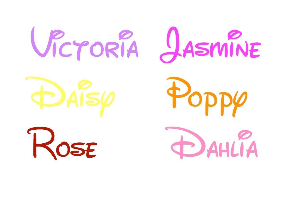 Personalised Sticker Name Word Label Water Drink Bottle Disney Font Decal