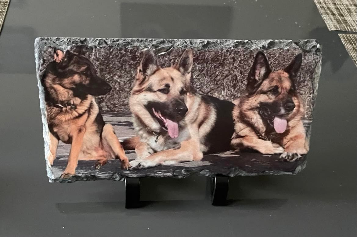 Personalised Slate/Stone/Rock Photo Frame Rock Photograph Rectangular 23.5 X 13.5 Large With Stand