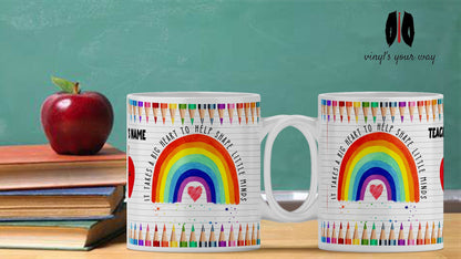 Personalized Teacher Mug: Rainbow Design, Thank You Gift