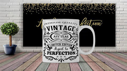 Vintage Year Birthday Mug: Aged to Perfection Coffee Cup