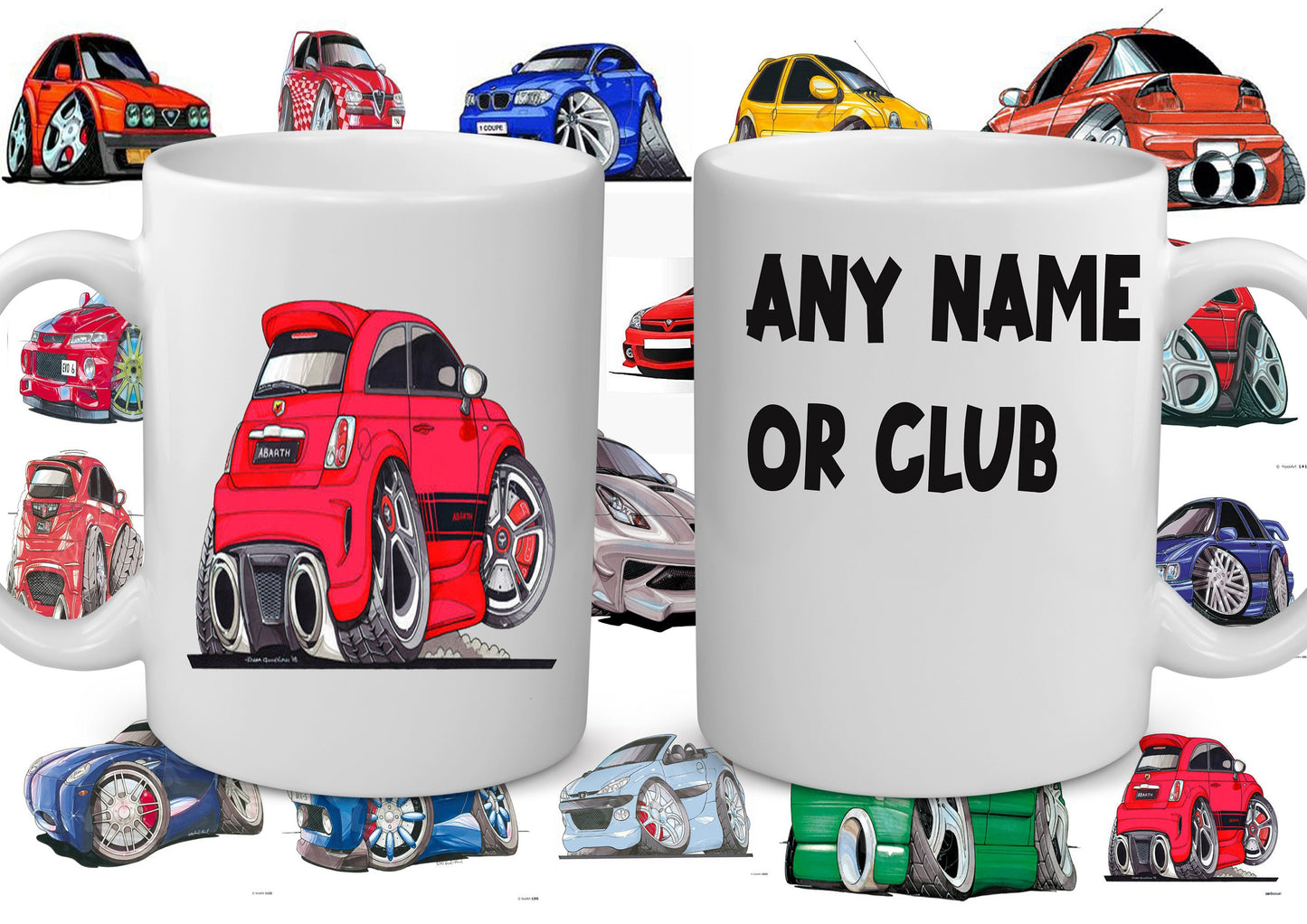 Custom Car Caricature Mug: Personalized Auto Cartoon Gift