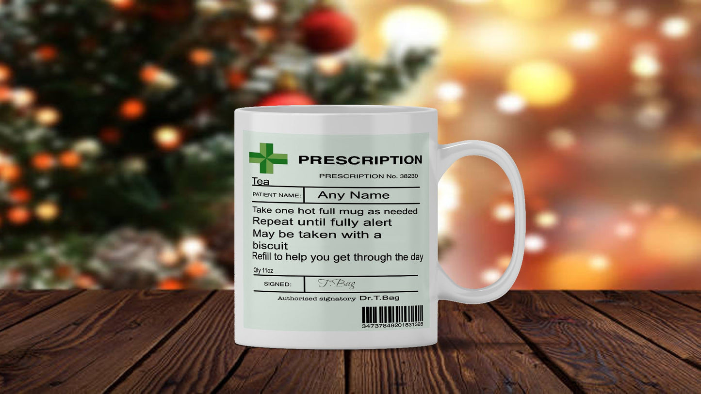 Personalized Prescription Coffee Mug: Funny Gift for Tea Lover