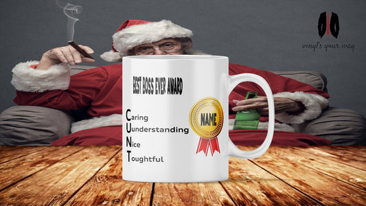 Secret Santa Boss Gift Mug Add Name To Personalise Manager Boss Supervisor Rude Office Fun Work