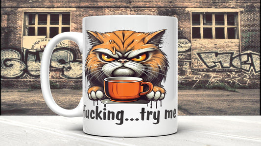 Grumpy Cat "Try Me" Mug - Funny Office Gift