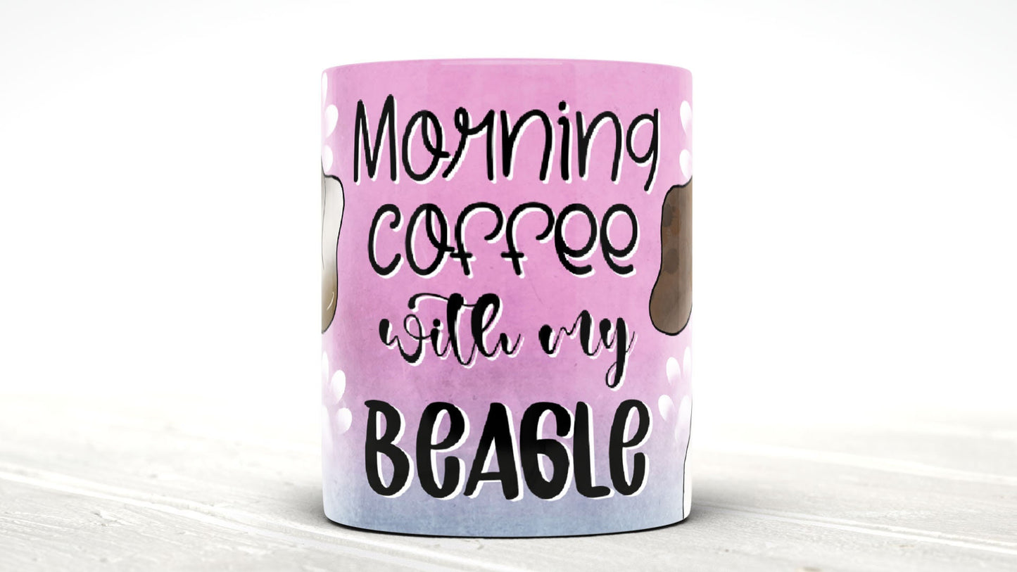 Morning Coffee With My Beagle Cute Cartoon Doggy Mug Perfect Gift For Him Her Mum Dad Nan