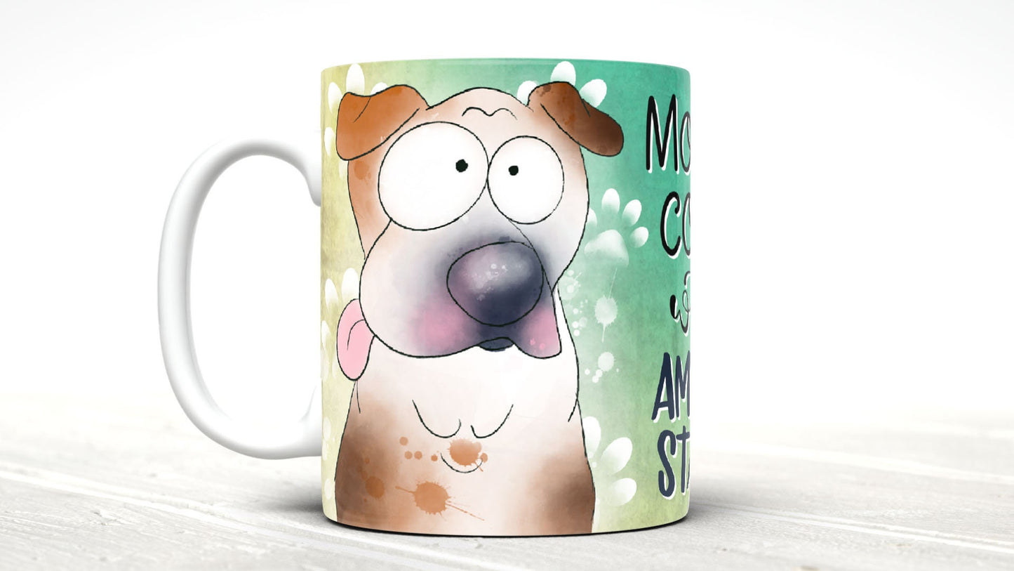 Morning Coffee With My American Stafford Cute Cartoon Doggy Mug Perfect Gift For Him Her Mum Dad Nan