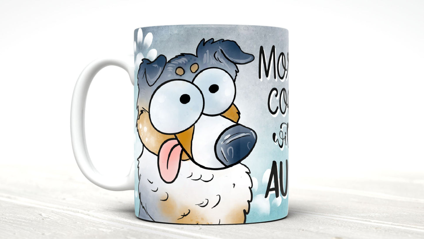 Morning Coffee With My Aussie Cute Cartoon Doggy Mug Perfect Gift For Him Her Mum Dad Nan