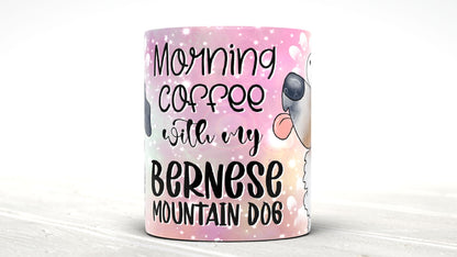 Morning Coffee With My Bernese Mountain Dog Cute Cartoon Doggy Mug Perfect Gift For Him Her Mum Dad Nan