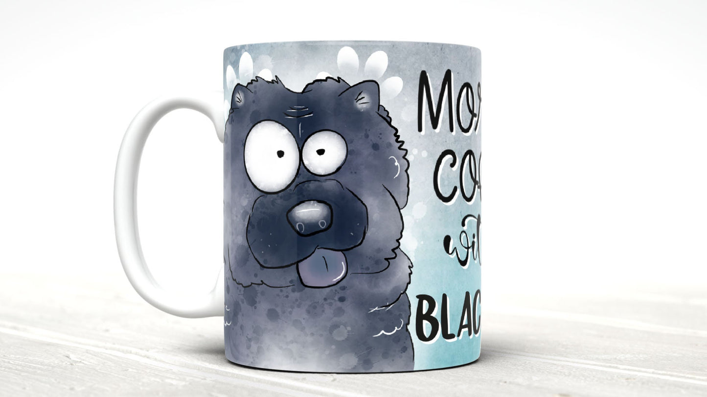 Morning Coffee With My Black Chow Cute Cartoon Doggy Mug Perfect Gift For Him Her Mum Dad Nan