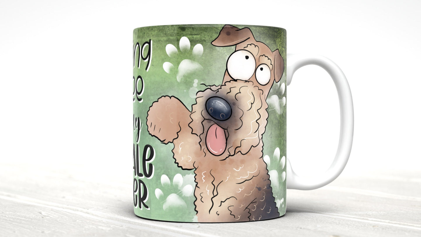 Morning Coffee With My Airedale Terrier Cute Cartoon Doggy Mug Perfect Gift For Him Her Mum Dad Nan