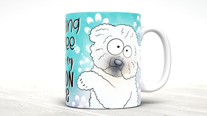 Morning Coffee With My Bichon Frise Cute Cartoon Doggy Mug Perfect Gift For Him Her Mum Dad Nan