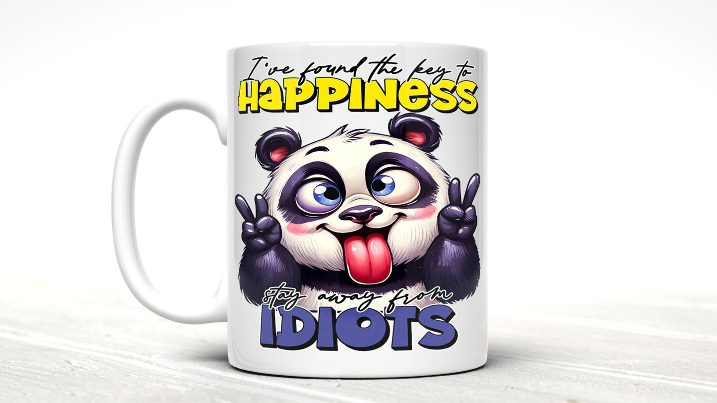 Sarcastic Panda Mug: Key to Happiness, Funny Coffee Cup