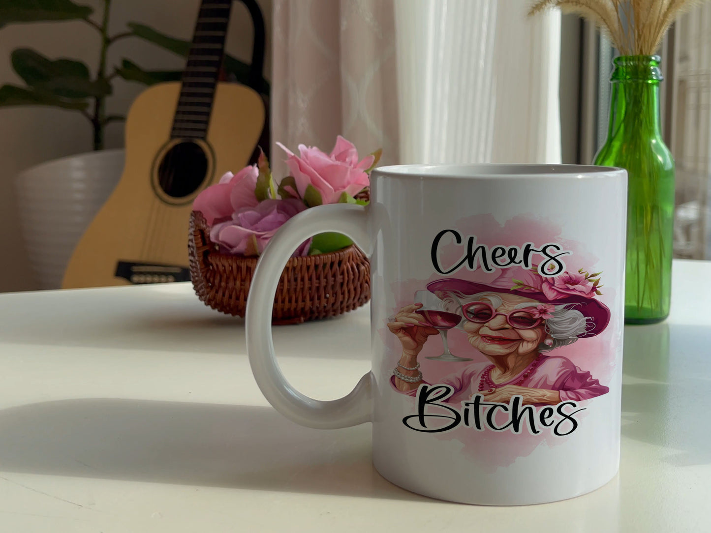 11oz Mug Coffee Cheers Bitches : Because Dealing With Adults Is Exhausting