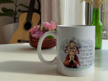 Funny Aging Mug: Three Stages of Getting Older, Gift for Grandma