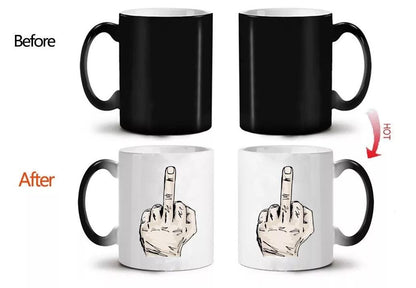 Color Change Coffee Mug: Funny Middle Finger Magic Cup