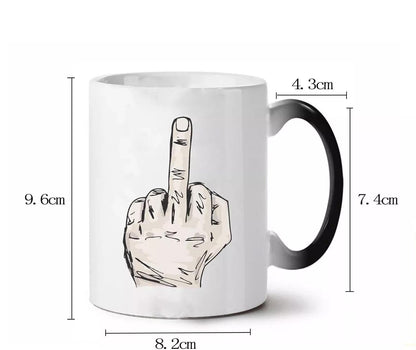 Color Change Coffee Mug: Funny Middle Finger Magic Cup
