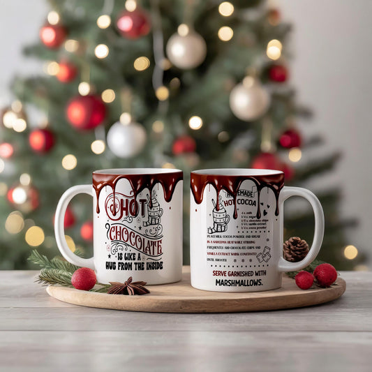 Hot Chocolate Recipe Mug: Cozy Winter Drinkware, 11oz