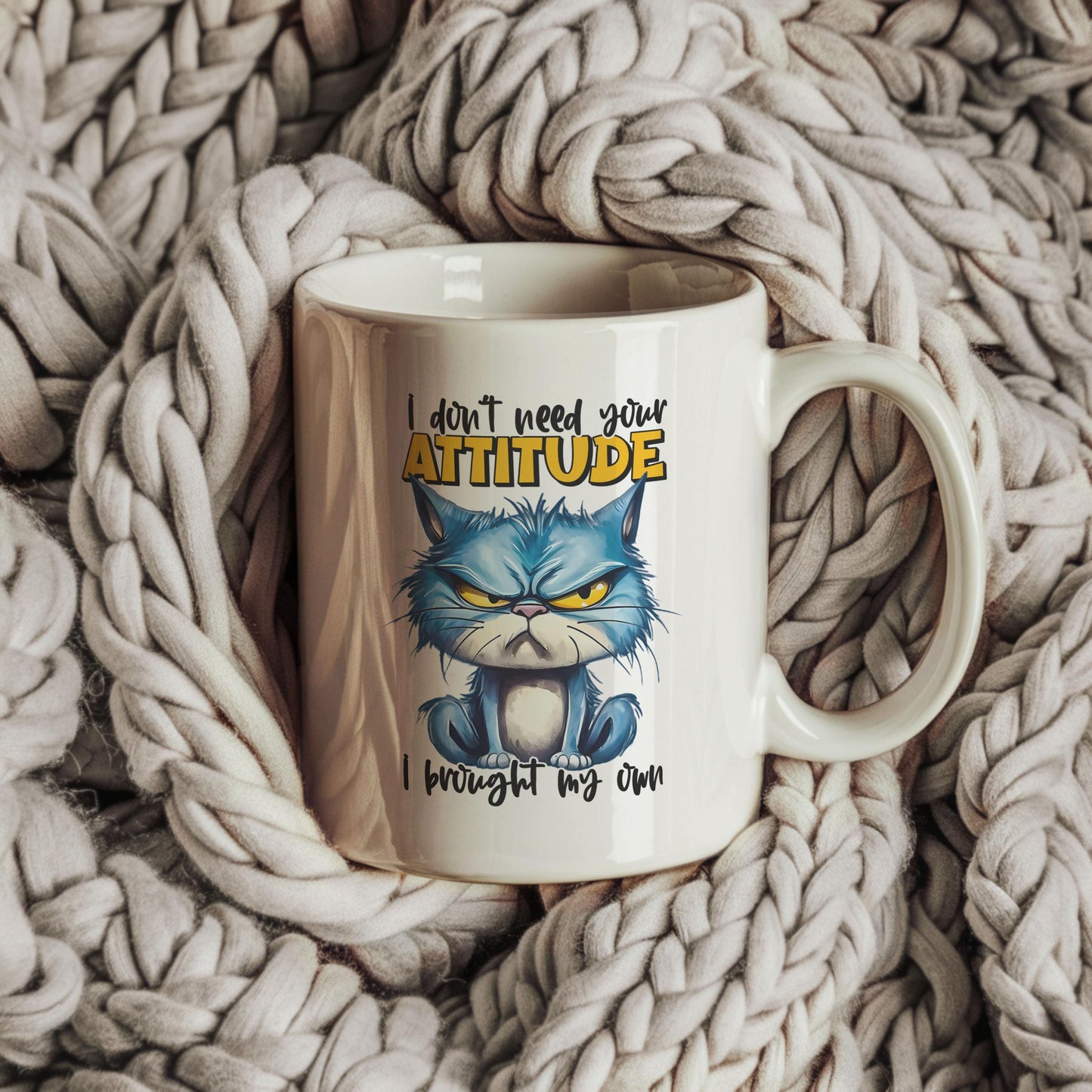 Sarcastic Cat Coffee Mug: Funny Office Gift